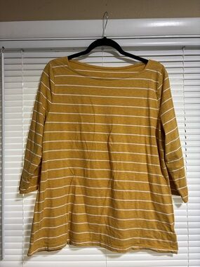 a new day Mustard Yellow Striped Boatneck Long Sleeve Top